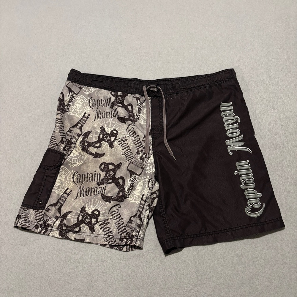Captain‎ Morgan Swimtrunks Boardshorts Size XL Brown White Summer Beach Swimming
